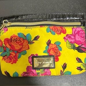 Betsey Johnson Yellow Floral Wristlet Clutch